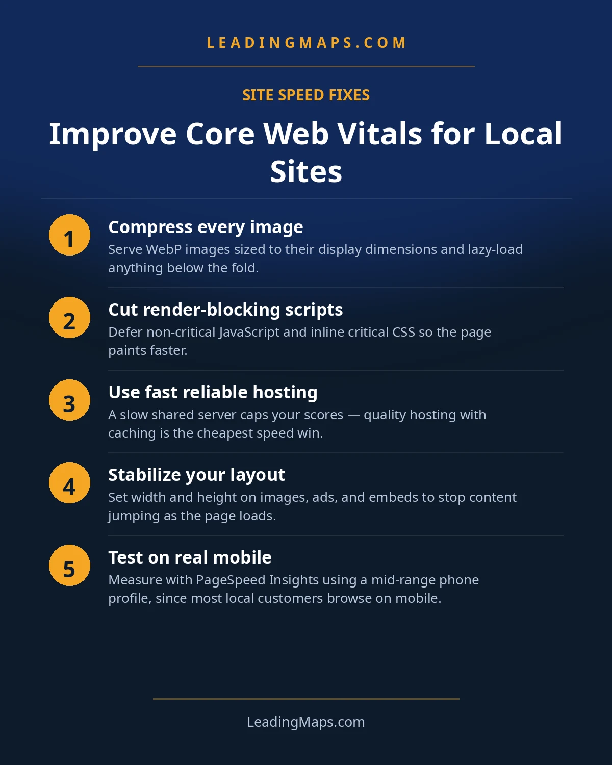 Infographic: Improve Core Web Vitals for Local Sites