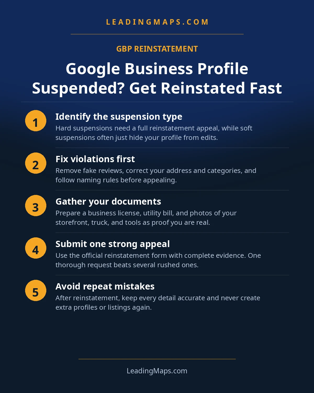 Infographic: Google Business Profile Suspended? Get Reinstated Fast